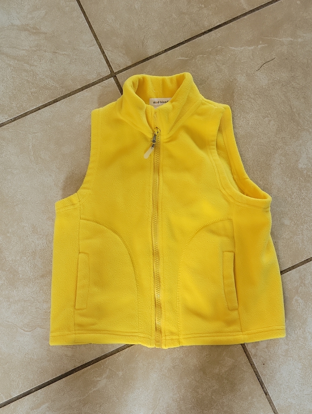 Bright Yellow Kids Fleece Vest with Zip Front